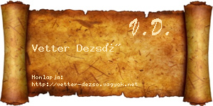 Vetter Dezső névjegykártya